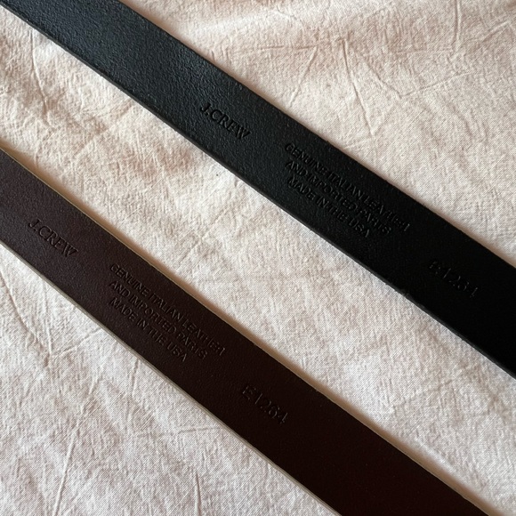 Set of TWO J Crew Leather Belts - Black and Tan in Size Medium - Picture 2 of 7